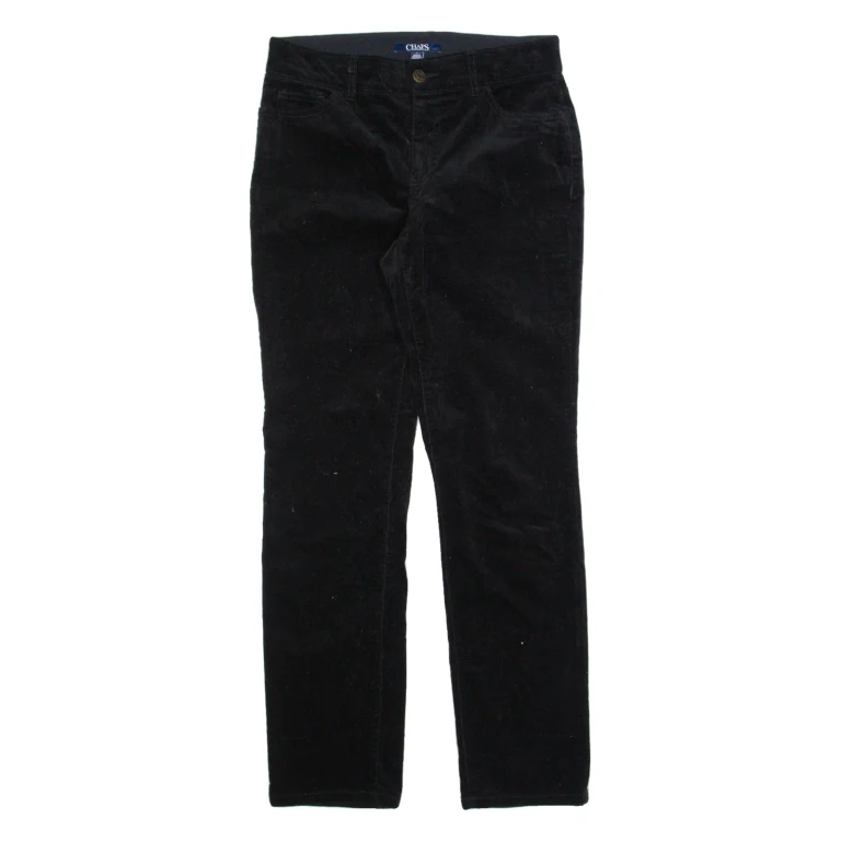 CHAPS Womens Corduroy Trousers Black Regular Straight W30 L30