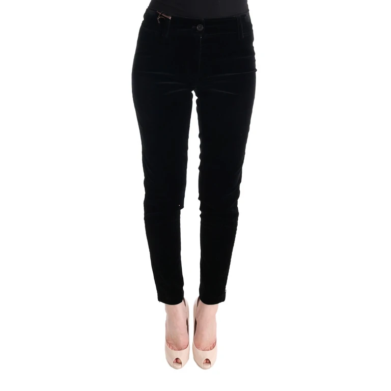 Ermanno Scervino Black Viscose Blend Velvet Cropped Pants - Women