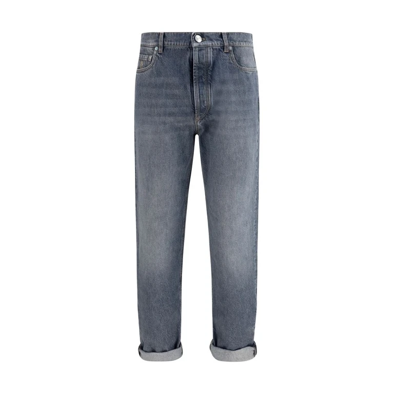 Brunello Cucinelli Gray Cotton Straight-Leg Jeans Clothing - Men