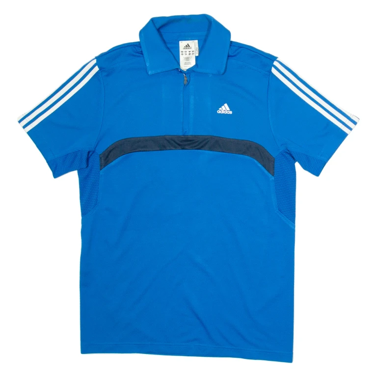 ADIDAS Mens T-Shirt Blue 1/4 Zip M