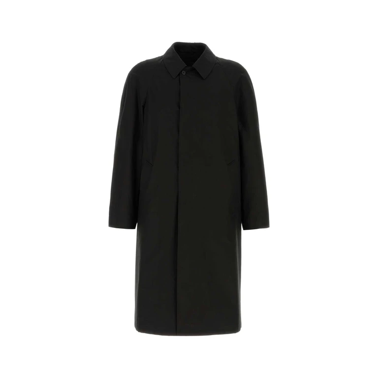 Prada Black Cotton Overcoat Nero Exterior: Cappotti - Men
