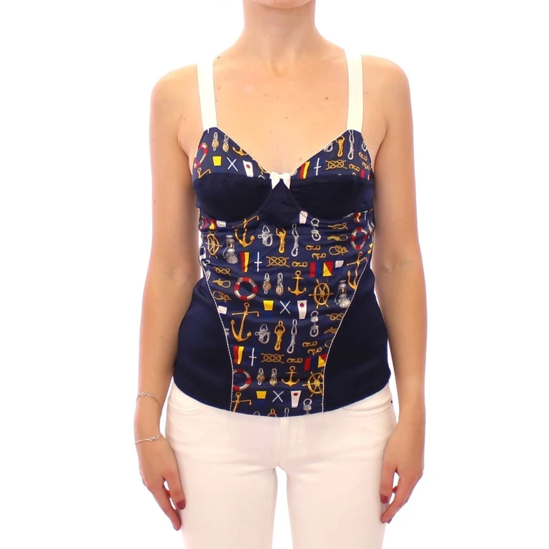 Dolce & Gabbana Blue Sailor Motive Tank Top Polyester - Women