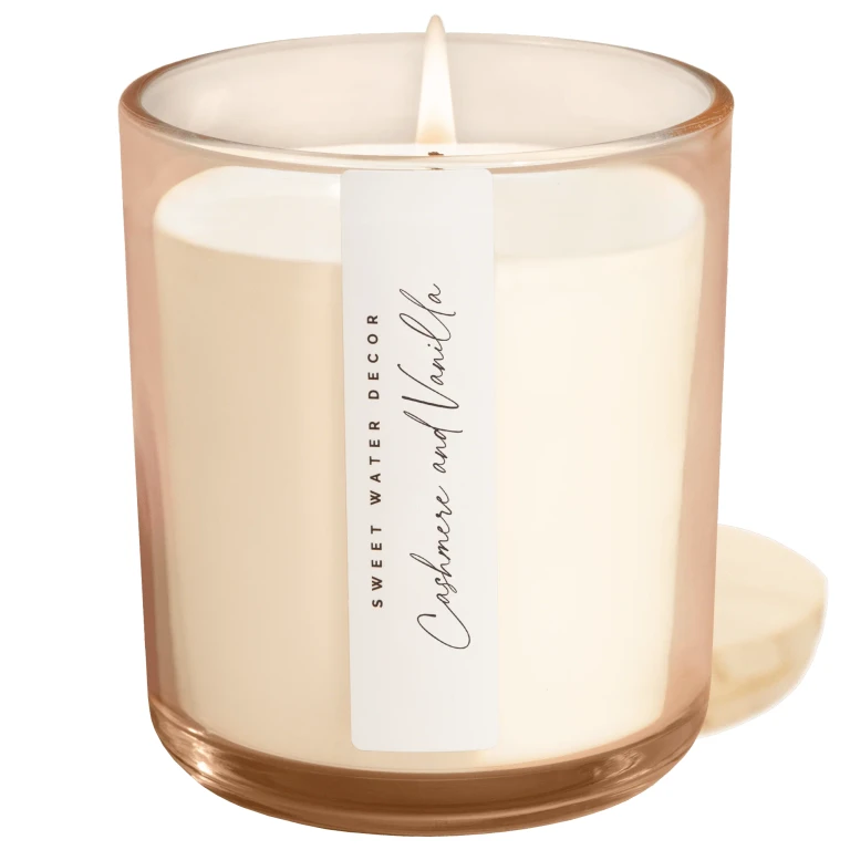 Cashmere and Vanilla Soy Candle - Tinted Glass Jar - 12 oz