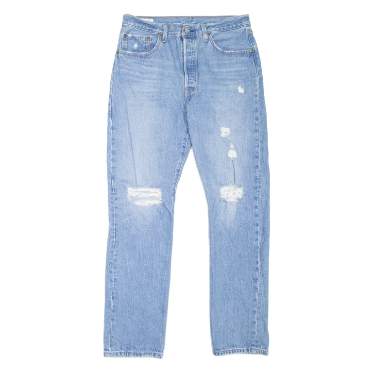 LEVI'S 501 BIG E Jeans Distressed Womens Blue Straight Stone Wash W31 L32