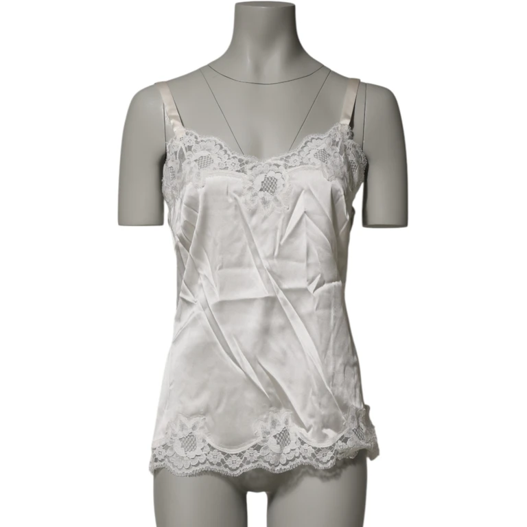 Dolce & Gabbana Off White Floral Lace Tank Lingerie Top Underwear Co+05+pa+se - Women