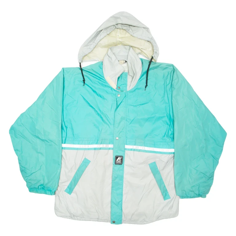 K.WAY Mens Windbreaker Jacket Green Hooded 2XL