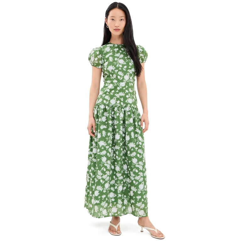 Damaris Bailey Gisella Dress Olive Green Floral L
