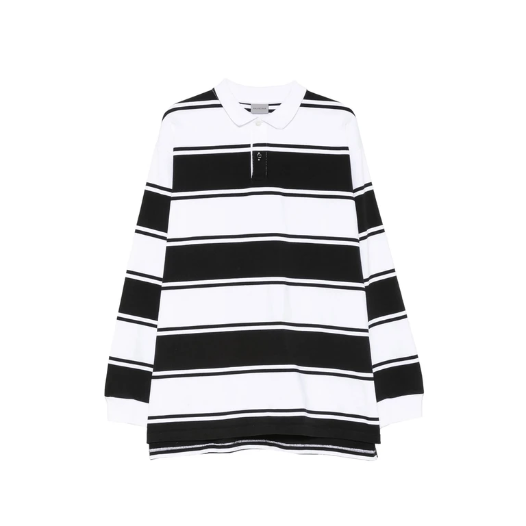 Balenciaga Striped Logo-patch Polo Shirt