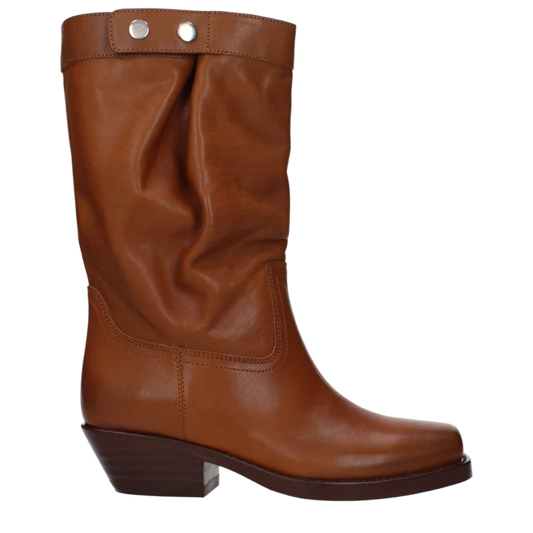 Brown Leather Ankle Boots - Women