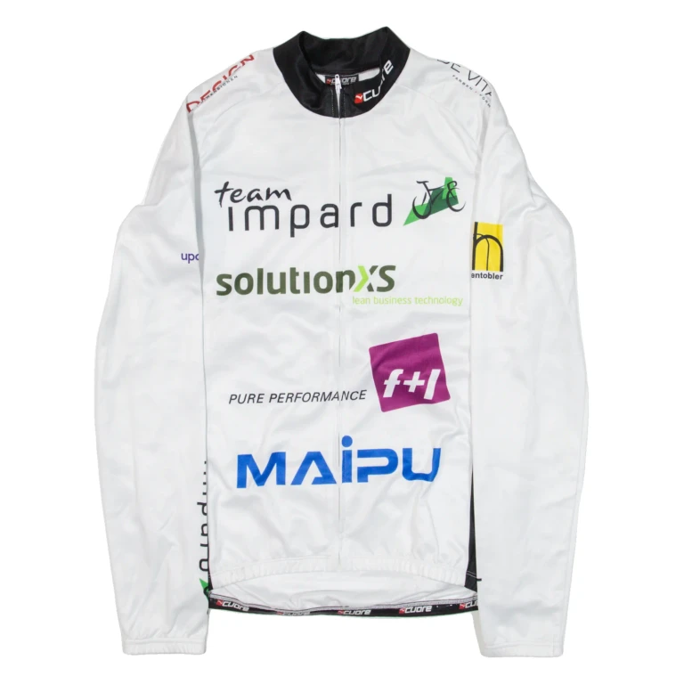 CUORE Cycling Full-Zip Mens Jersey White Long Sleeve S