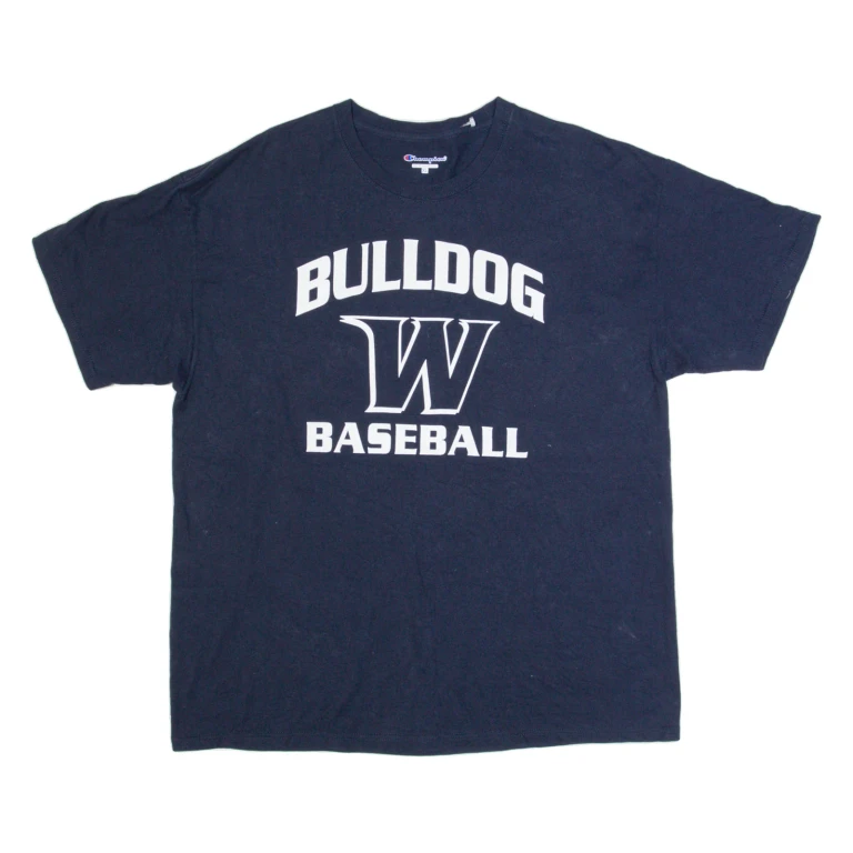 CHAMPION Bulldog Baseball Mens T-Shirt Blue USA XL