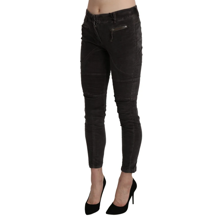 Ermanno Scervino Brown Velvet Capri Cropped Cotton Pants Viscose Elastane - Women