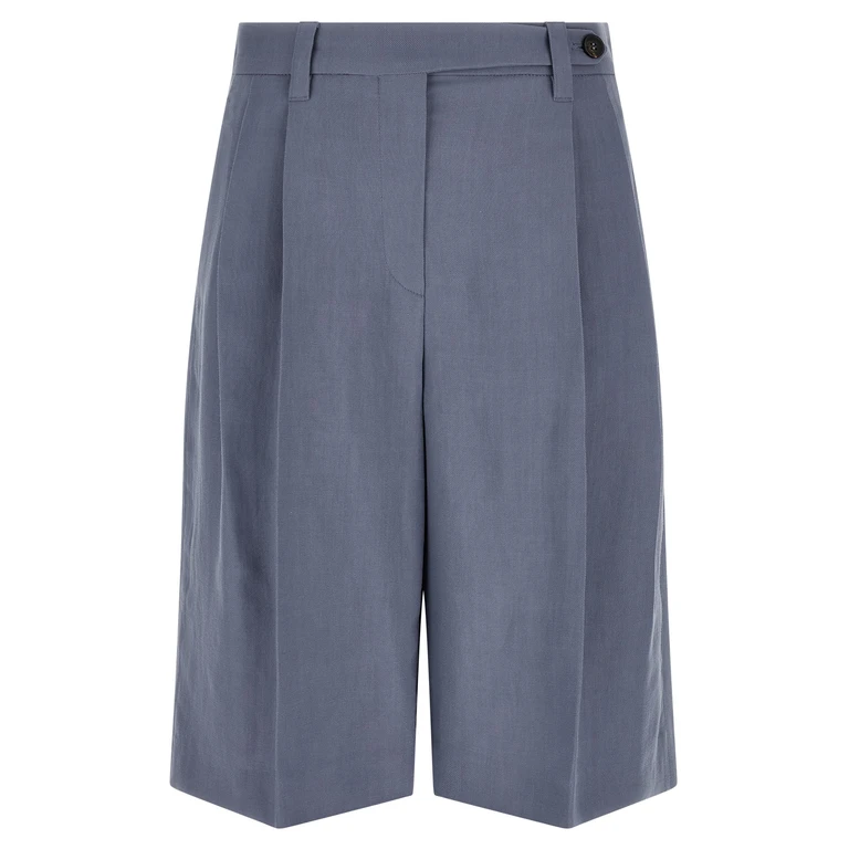 Brunello Cucinelli Blue Viscose Bermuda Shorts - Women