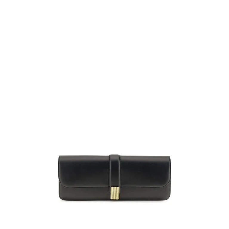 Khaite Black Calf Leather Bos Taurus Clutch Bag - Women