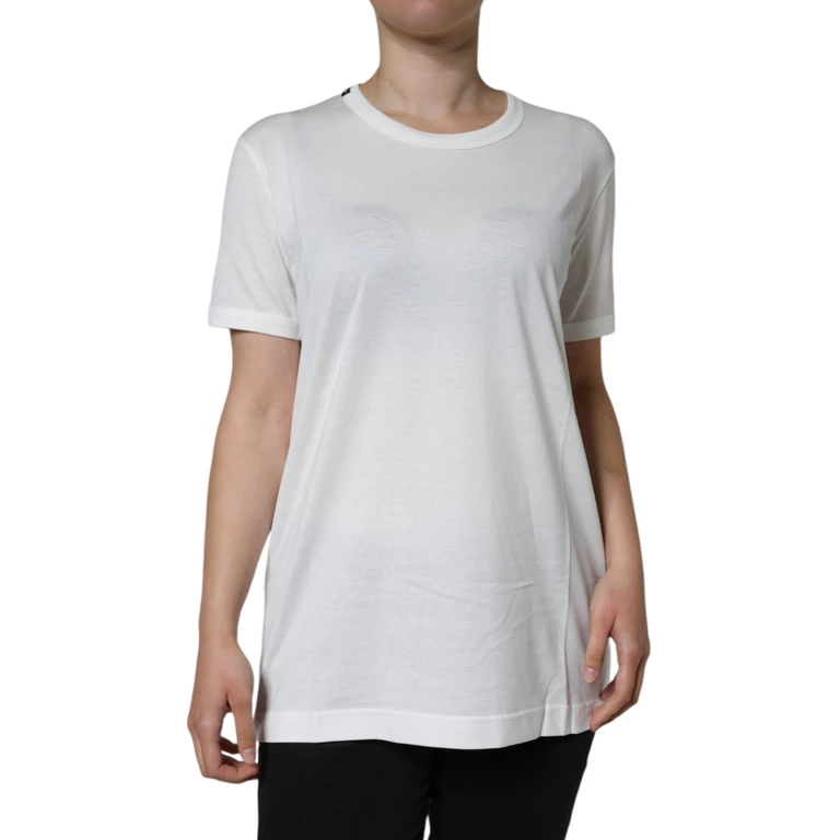 Dolce & Gabbana White Cotton Crew Neck Short Sleeve T-Shirt - Women