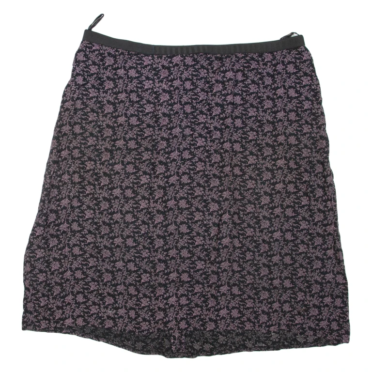 Womens Flare Skirt Black Knee Length Floral 2XL
