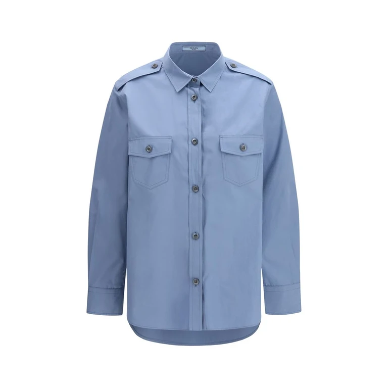 Blue Cotton Dress Shirt - Women