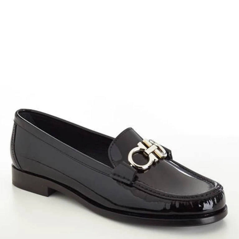Gancini Ornament Leather Loafers, Size 7 C