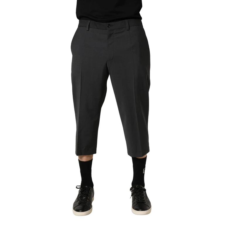 Dolce & Gabbana Dark Gray Wool Cropped Chino Trouser Pants Elastane Polyester - Men