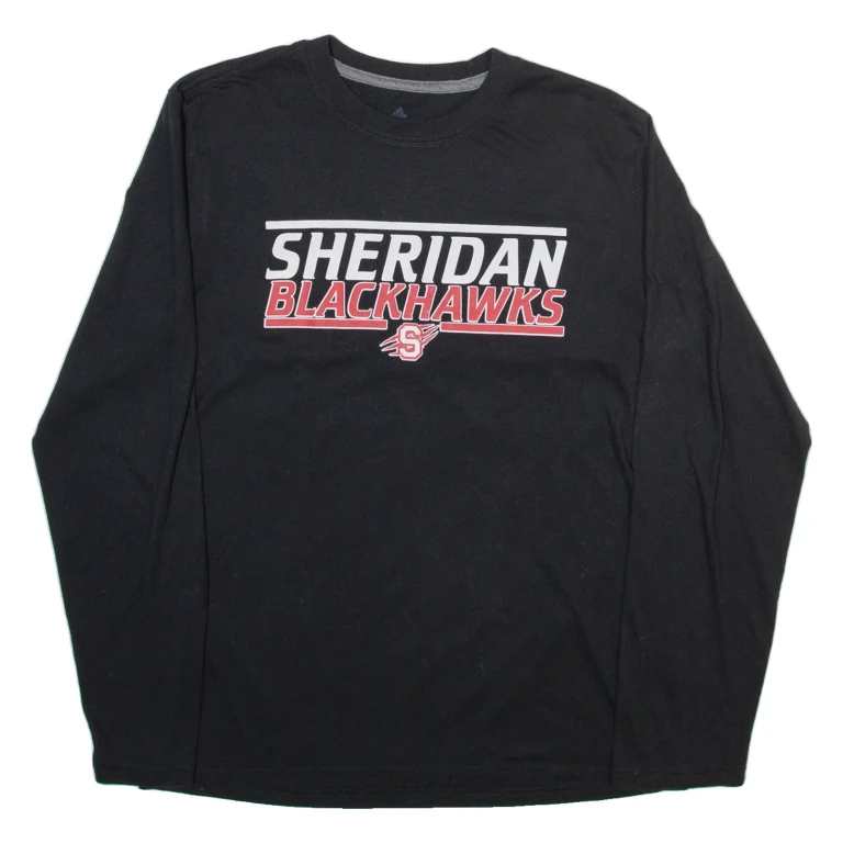 ADIDAS Mens T-Shirt Black Long Sleeve M