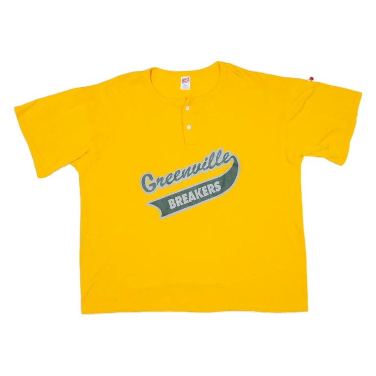 SOFFE SHIRTS Greenville Breakers Mens T-Shirt Yellow USA Button Neck XL
