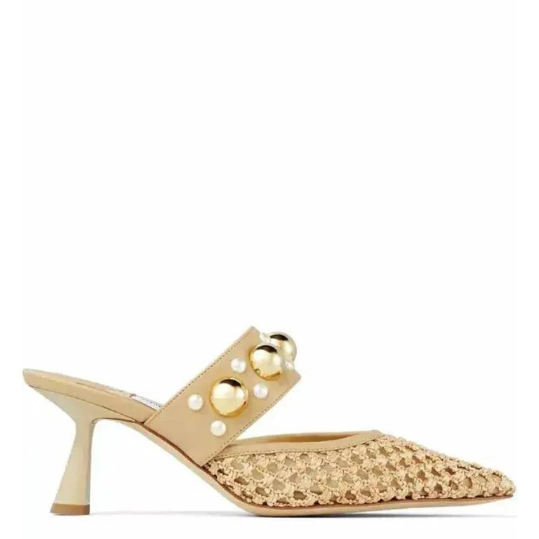 Basette 65 Pointed-Toe Raffia Mules, Brand Size 34.5 ( US Size 4.5 )