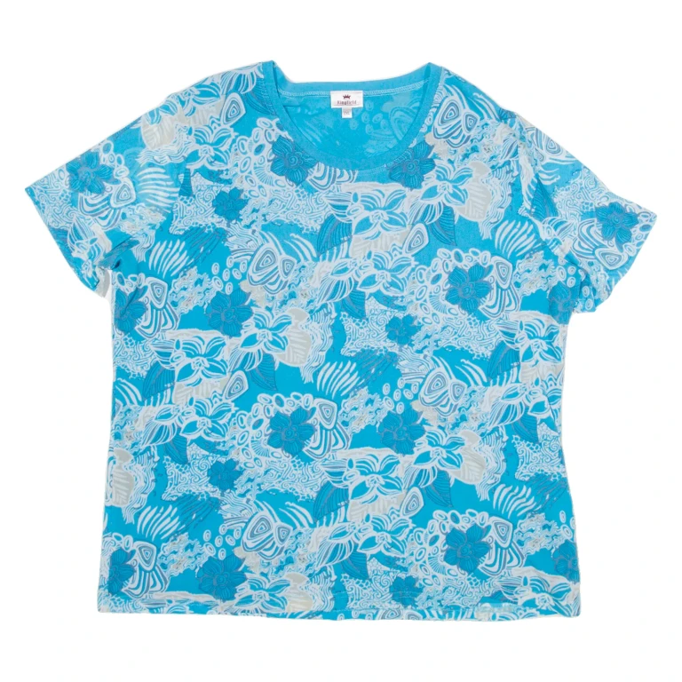 KINGFIELD Womens Shirt Top Blue Floral 2XL