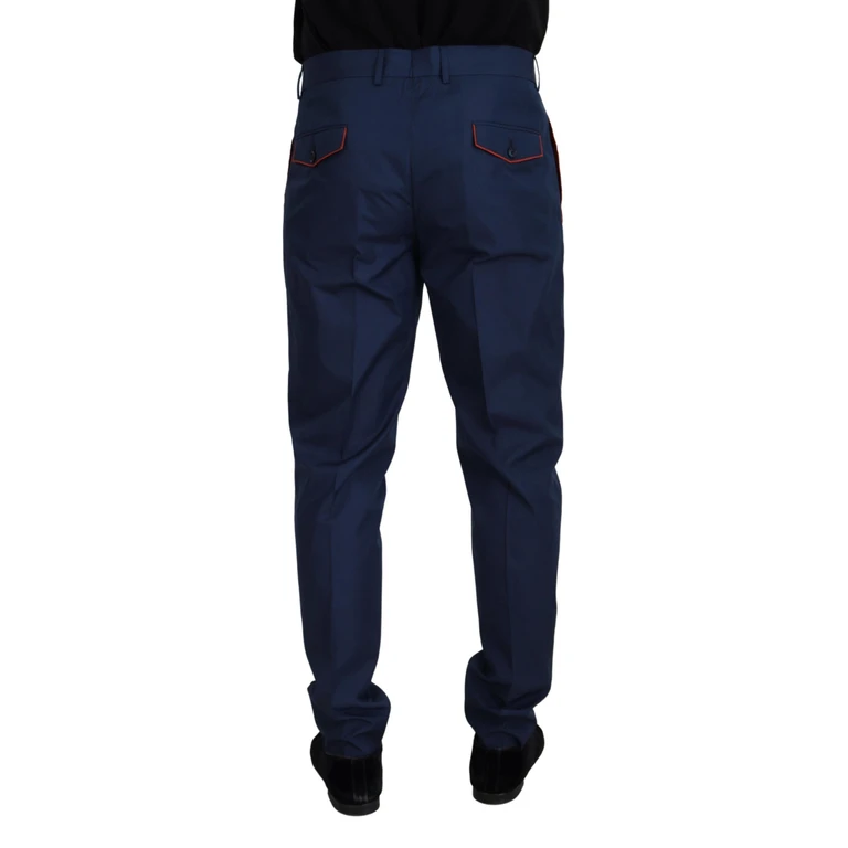 Dolce & Gabbana Blue Cotton Silk Trousers Chinos Pants - Men