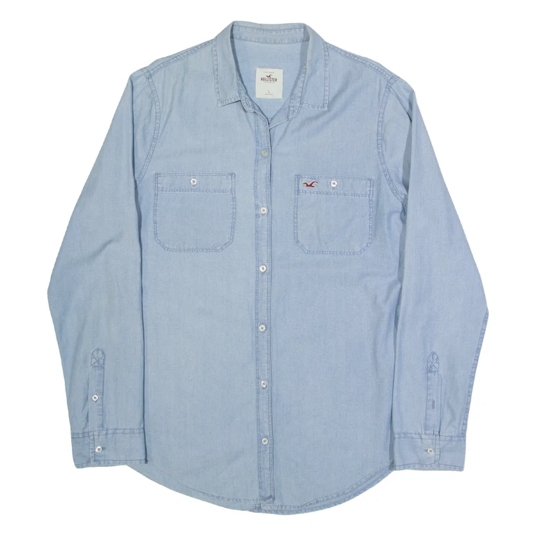 HOLLISTER Womens Plain Shirt Blue Long Sleeve L