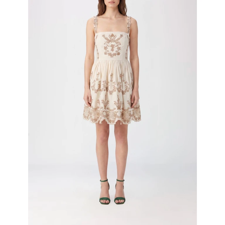 A-Line Linen Mini Dress with Ethnic Print and Square Neck (20856MULTICOLOR)