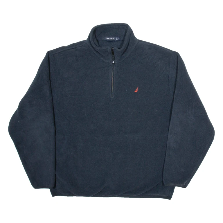 NAUTICA Mens Fleece Black 1/4 Zip Tight Knit L