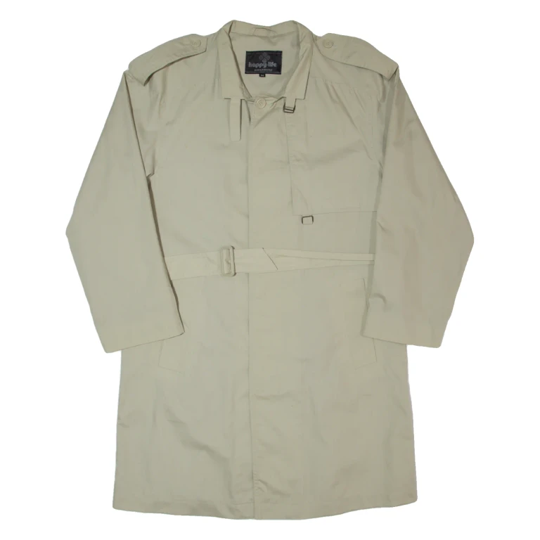 HAPPY LIFE Mens Trench Coat Cream 90s M