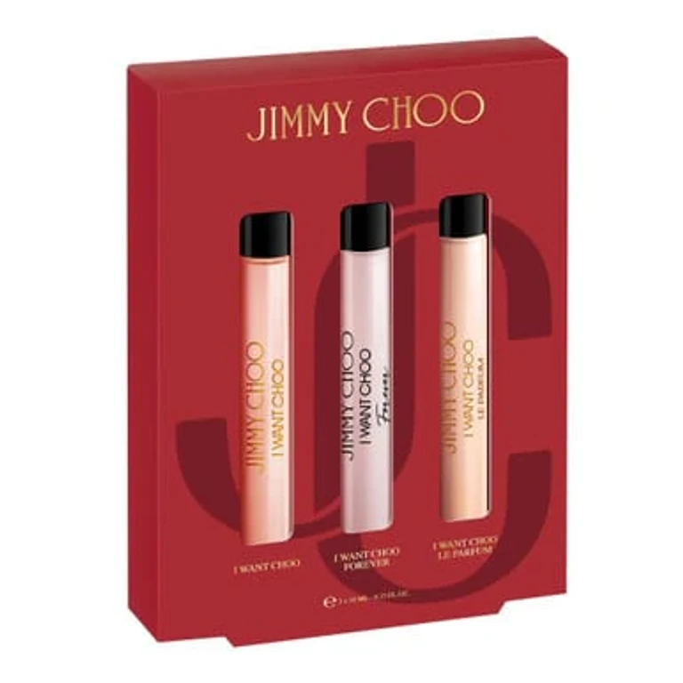 3 Pcs Mini Set For Women: I Want Choo 0.33 Oz Eau De Parfum Spray + I Want Choo Forever 0.33 Oz Eau De Parfum Spray + I Want Choo Le Parfum 0.33 Oz Parfum Spray