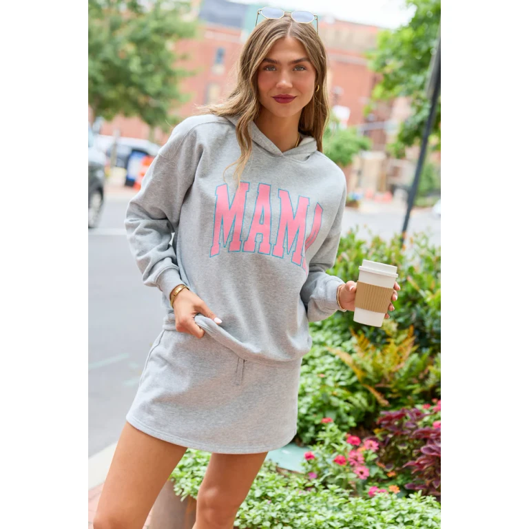 Mama Block Light Grey Graphic Hoodie