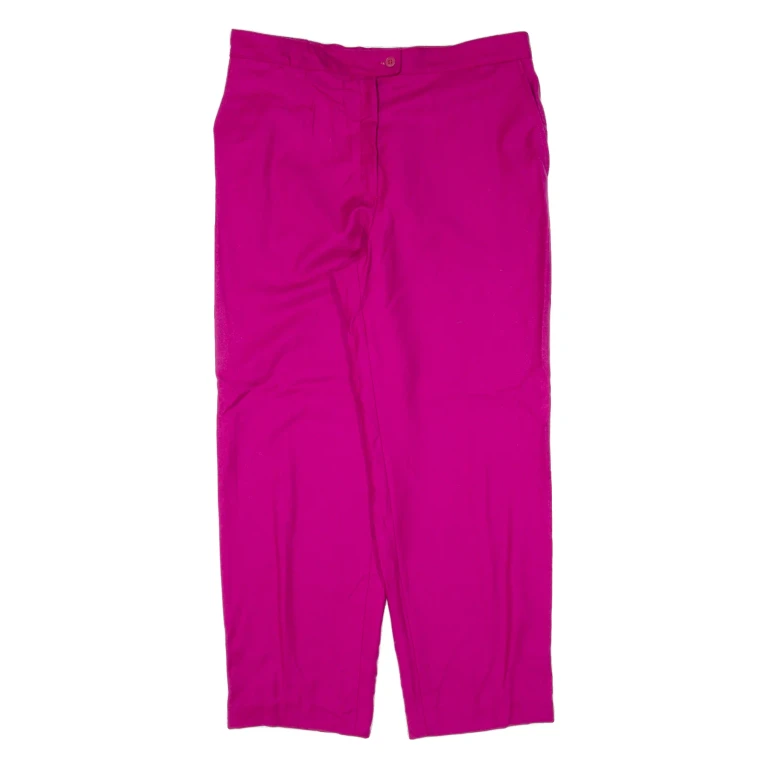 Womens Knit Trousers Pink Relaxed Straight Wool W34 L27