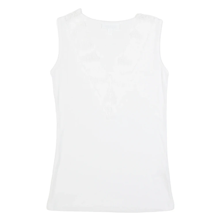 THE WHITE COMPANY Womens Vest White V-Neck Sleeveless UK 4
