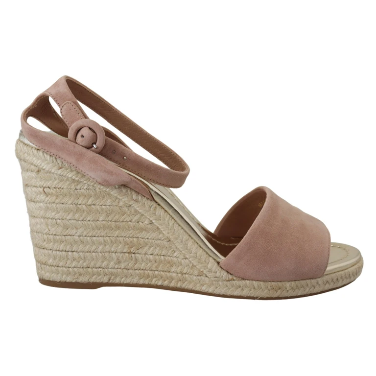 Pink Suede Leather Ankle Strap Sandals - Women
