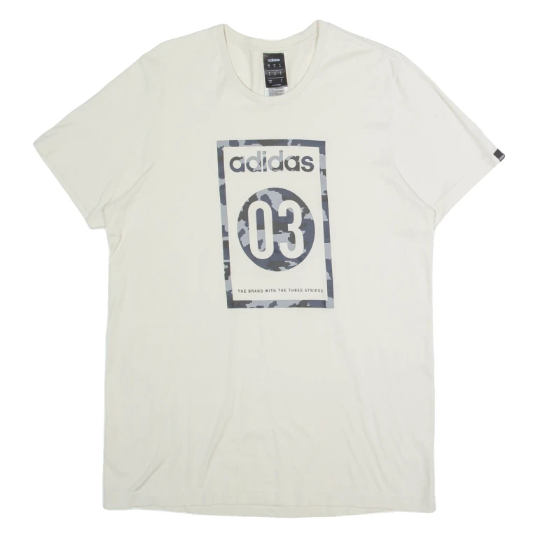 ADIDAS Mens T-Shirt Beige M