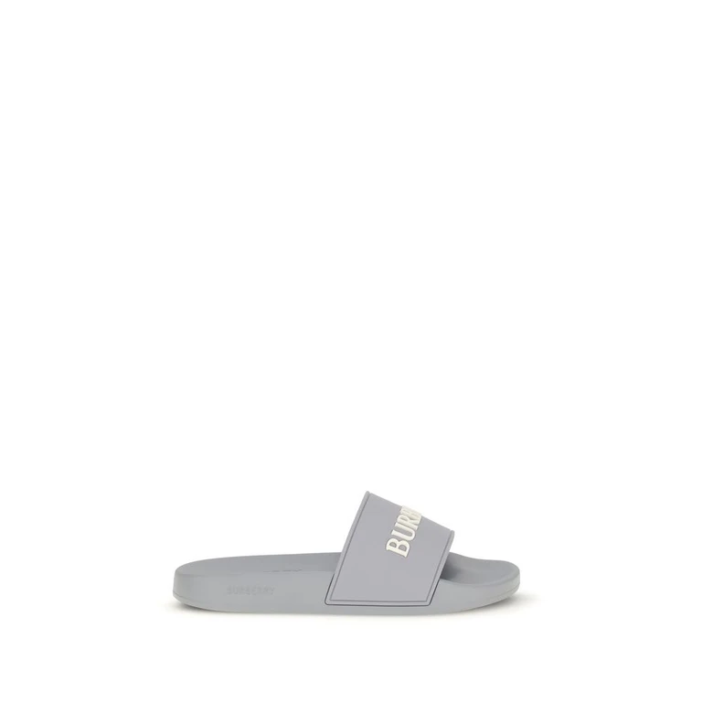 Burberry Gray Rubber Slides Shoe - Men