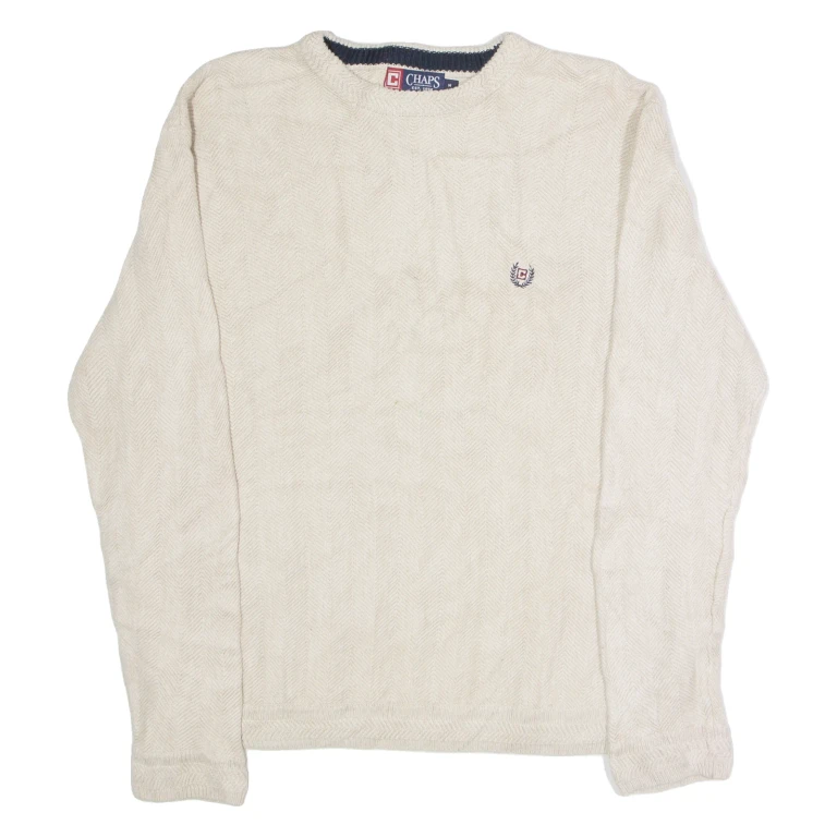 CHAPS Mens Jumper Beige Crew Neck Tight Knit M