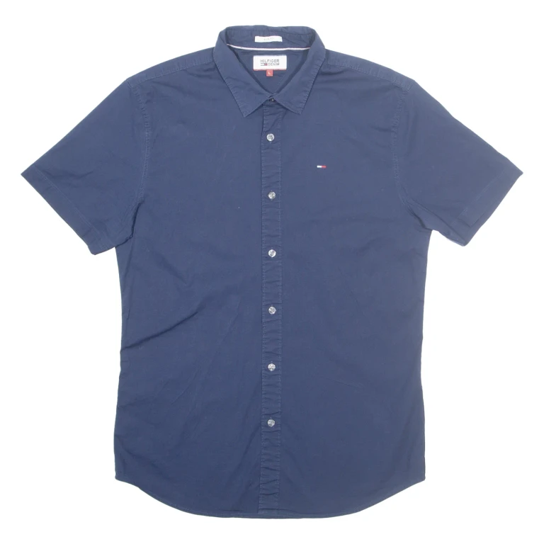 TOMMY HILFIGER Slim Fit Womens Plain Shirt Blue L