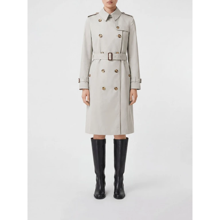 Knee-Length Double-Breasted Cotton Trench Coat with Adjustable Belt (8125763)