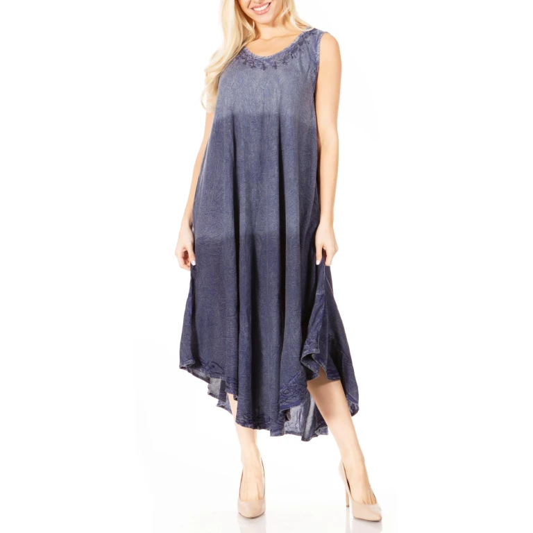 Sakkas Irene Women's Casual Tie-dye Maxi Summer Sleeveless Loose Fit Tank Dress