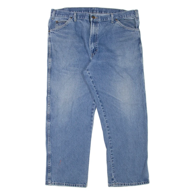 DICKIES Workwear Mens Jeans Blue Regular Straight Stone Wash W38 L28