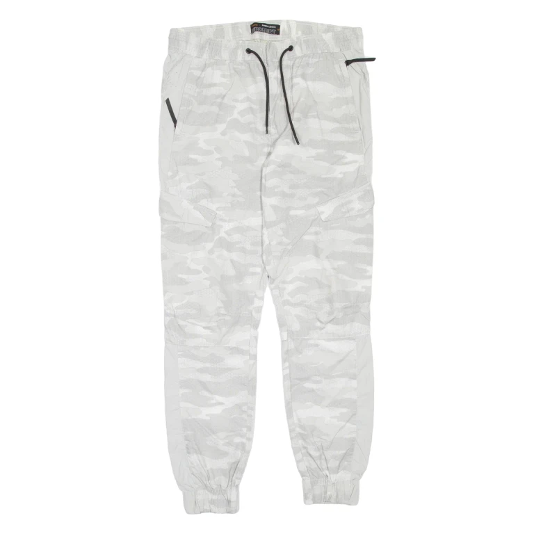 ANGELO LITRICO Camo Mens Trousers Grey Regular Tapered W34 L30