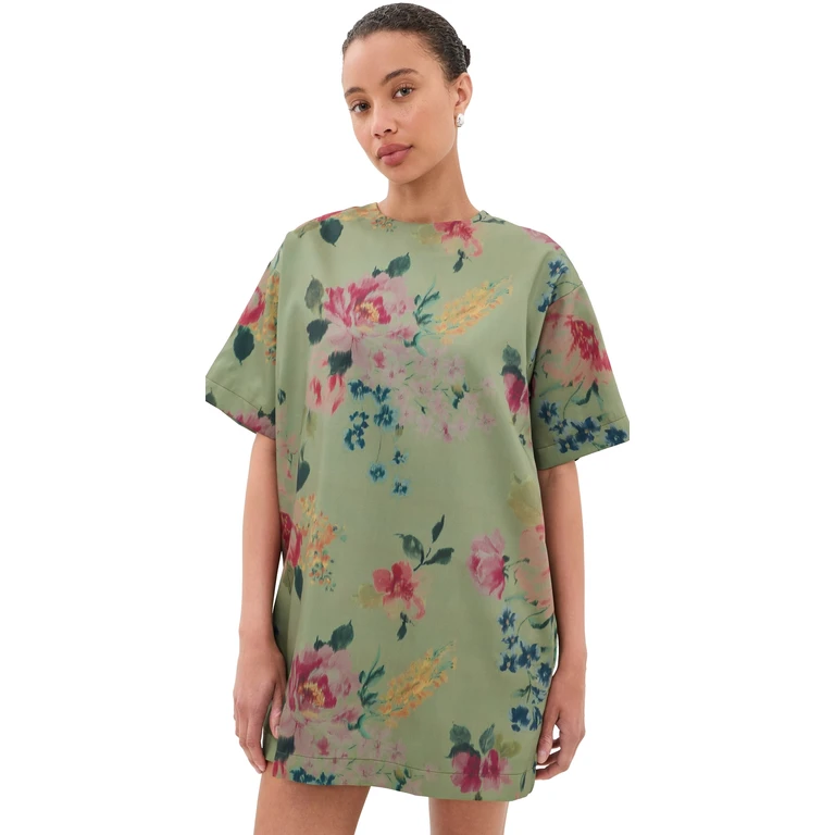 Marques'Almeida Bonded Satin T-Shirt Dress Green Leo 14