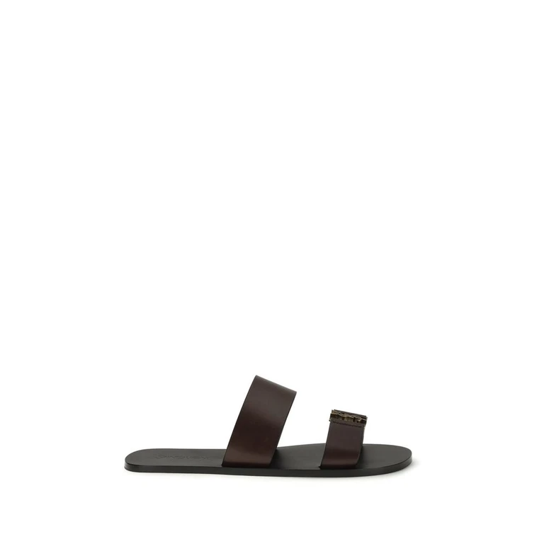 Saint Laurent Brown Calf Leather Bos Taurus Flat Sandals - Men