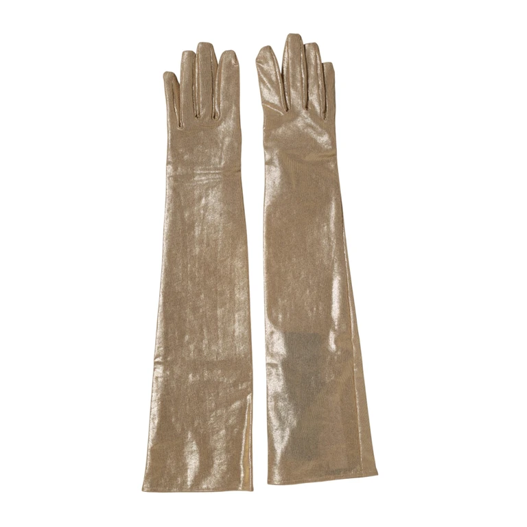 Beige Nylon Long Elbow Length Mitten Gloves 02+pa - Women