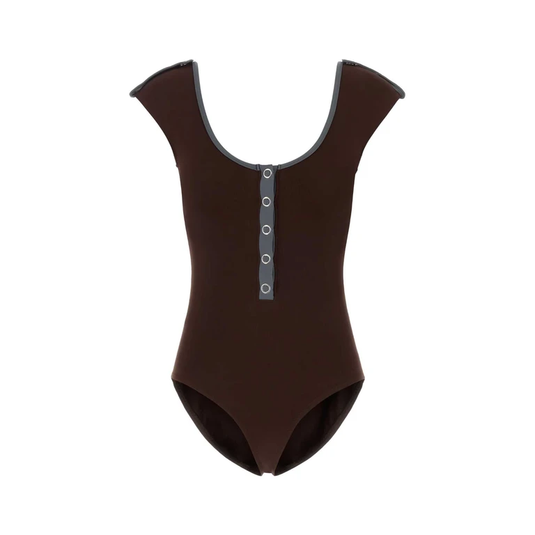 Chocolate Stretch Nylon Petra Swimsuit Brown Exterior: Elastane Costumi Da Bagno - Women
