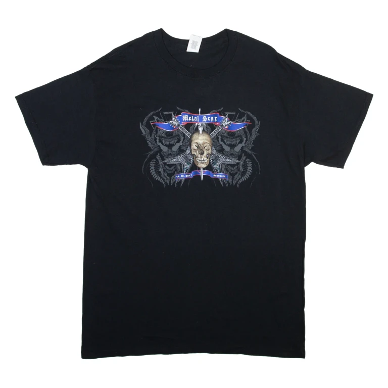 GILDAN Mens Band T-Shirt Black L